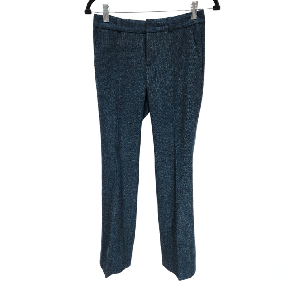 Banana Republic Logan Dress Pants Womens 0 Wool Blend Green Blue